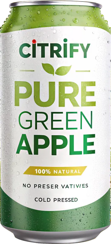 A can of pure green apple juice