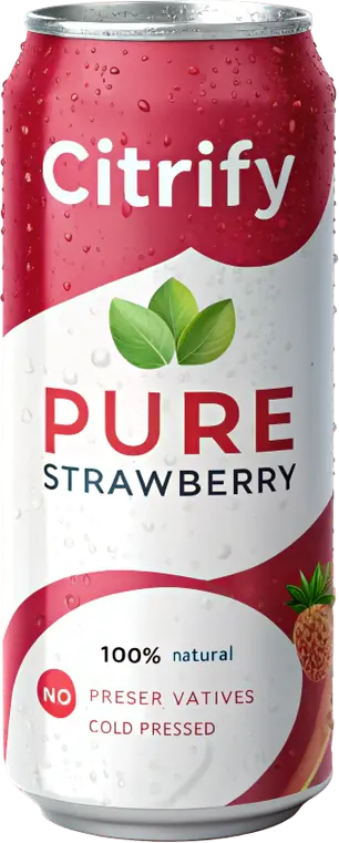 A can of pure strawberry juice
