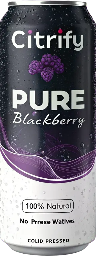 A can of pure blackberry juice