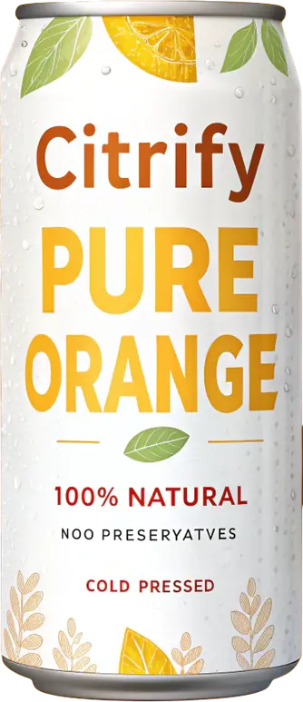 A can of pure orange juice